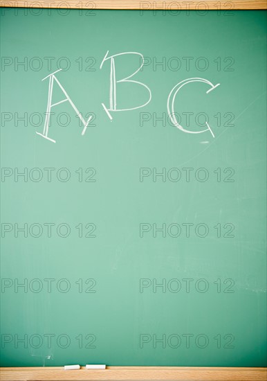 Close up of blackboard with ABC letters. Photo : Jamie Grill