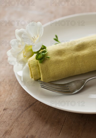 Flower on pastry wrap.