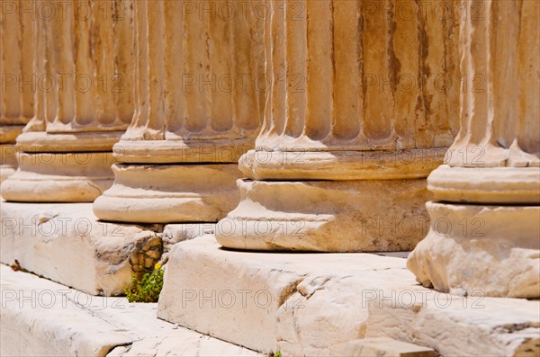 Greece, Athens, Acropolis, Doric columns of Propylaea.