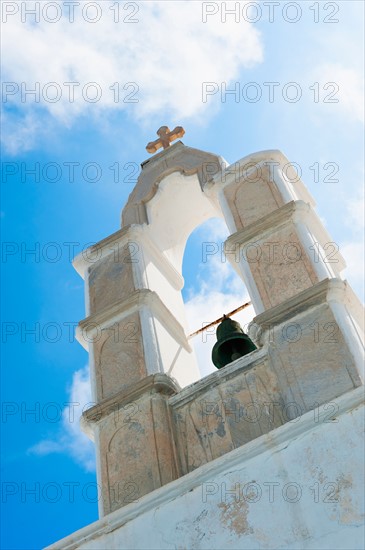 Greece, Cyclades Islands, Mykonos, Church bell tower.