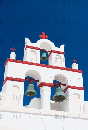 Greece, Cyclades Islands, Santorini, Oia, Church bell tower.