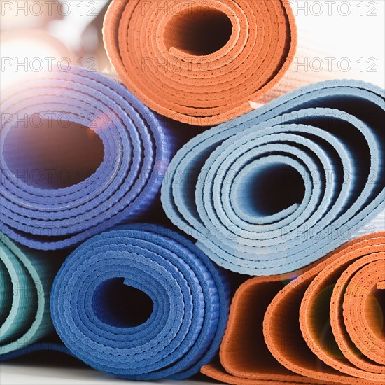 Stack of exercise mats. Photo : Jamie Grill