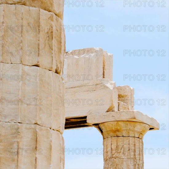 Greece, Athens, Acropolis, Doric columns of Propylaea.