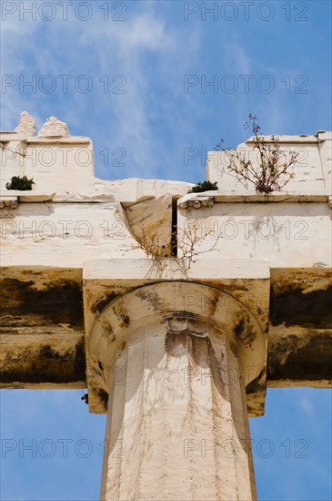 Greece, Athens, Acropolis, Doric column of Propylaea.