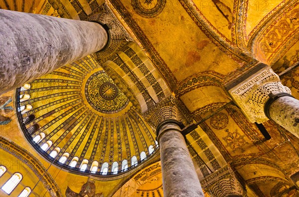 Turkey, Istanbul, Haghia Sophia Mosque interior.