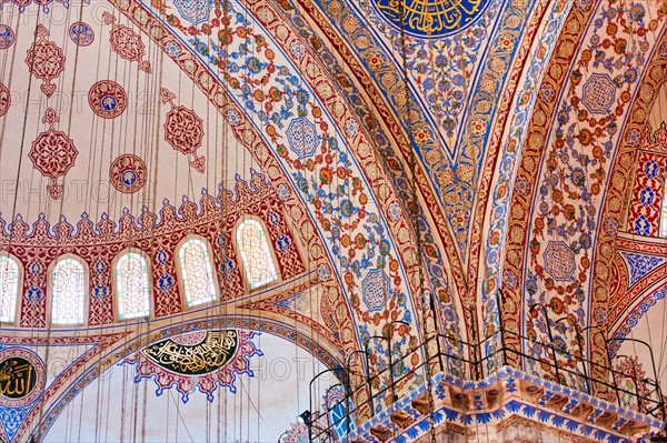 Turkey, Istanbul, Sultanahmet Mosque interior.