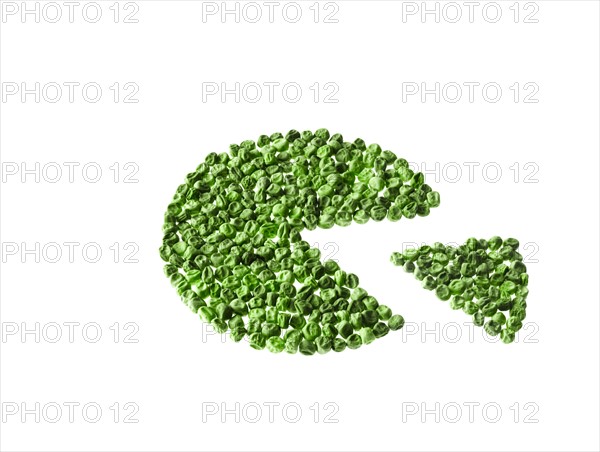 Studio shot of Pie Chart of Pea Seeds on white background. Photo : David Arky