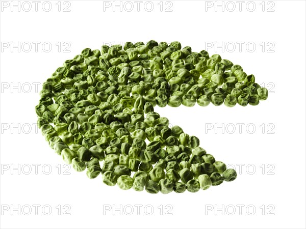 Studio shot of Pie Chart of Pea Seeds on white background. Photo : David Arky