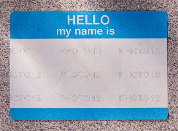 Close up of blank name tag. Photo: Daniel Grill