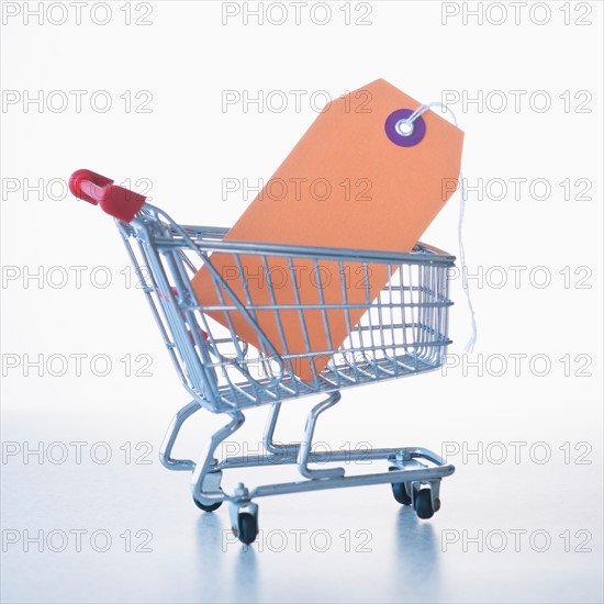 Shopping cart with blank name tag inside. Photo : Daniel Grill