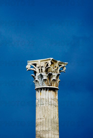 Greece, Athens, Corinthian column at Temple of Olympian Zeus.