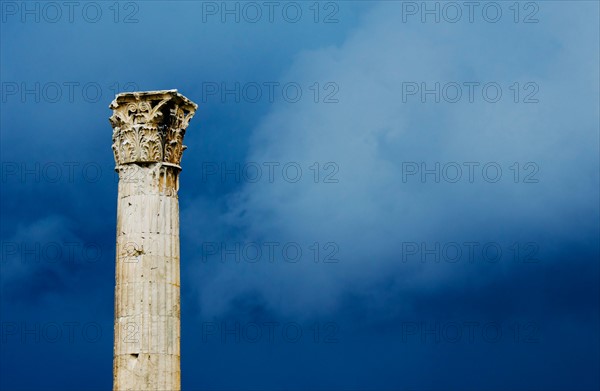 Greece, Athens, Corinthian column at Temple of Olympian Zeus.