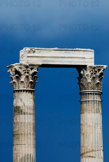 Greece, Athens, Corinthian columns at Temple of Olympian Zeus.