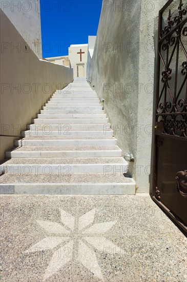 Greece, Cyclades Islands, Santorini, Oia, Street mosaic.