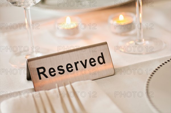 Reservation tag on dining table.