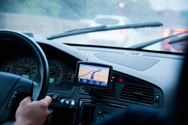 Car interior with GPS.