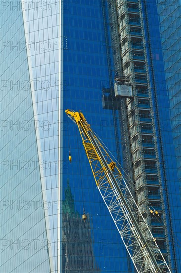 USA, New York, New York City, Lower Manhattan, Ground Zero, Freedom Tower construction site.