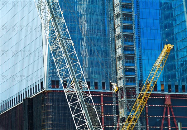 USA, New York, New York City, Lower Manhattan, Ground Zero, Freedom Tower construction site.