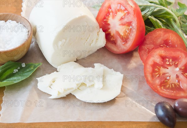 Close up of mozzarella an tomatoes. Photo: Jamie Grill
