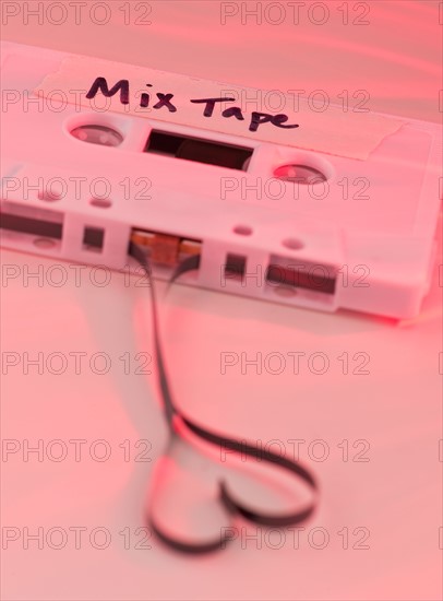 White mix tape with heart shape, studio shot. Photo: Daniel Grill