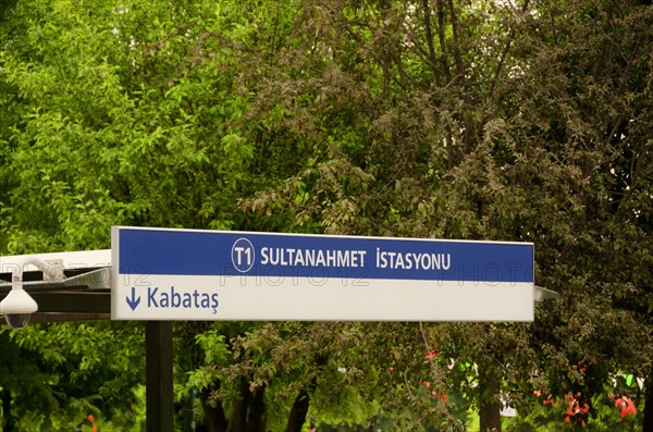 Turkey, Istanbul, station sign. Photo : Tetra Images