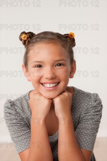 Studio portrait of girl (8-9). Photo: Rob Lewine