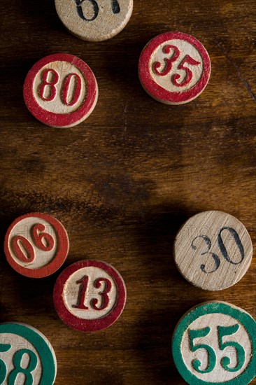 Studio shot of buttons with numbers. Photo : Kristin Lee