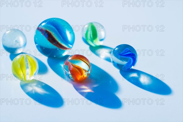 Studio shot of colorful marbles.