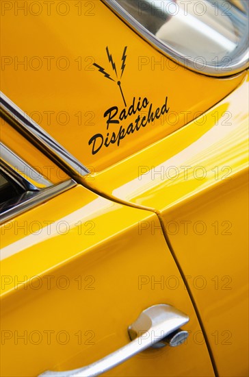 USA, New York State, New York City, Close-up of antique taxi.