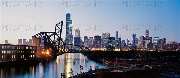 USA, Illinois, Chicago, View from south side with old bridge. Photo : Henryk Sadura