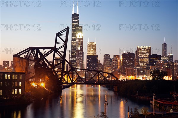 USA, Illinois, Chicago, View from south side with old bridge. Photo : Henryk Sadura