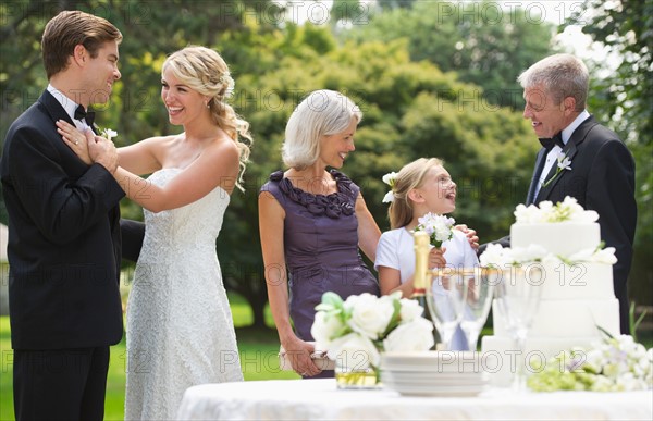 People at wedding reception.