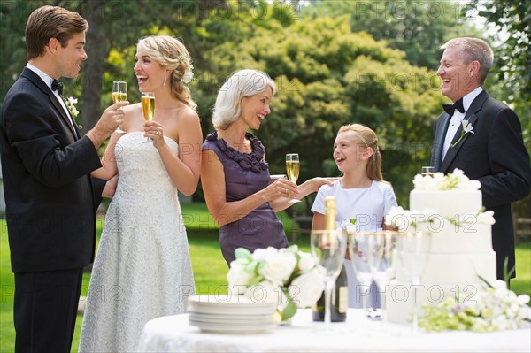 People at wedding reception.