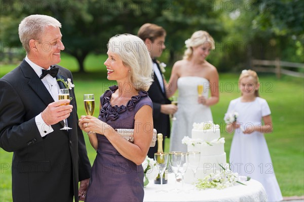 People at wedding reception.