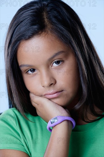 Studio portrait of sad girl (10-11). Photo: Rob Lewine