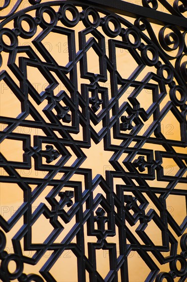 USA, South Carolina, Charleston, Close up of ornate detail of iron gate.