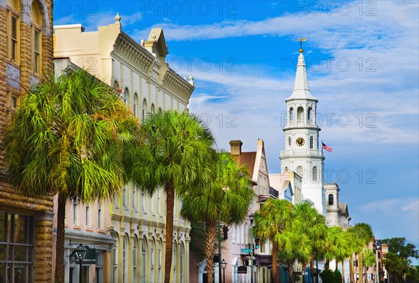 USA, South Carolina, Charleston, Church Street, St. Philip's Church.