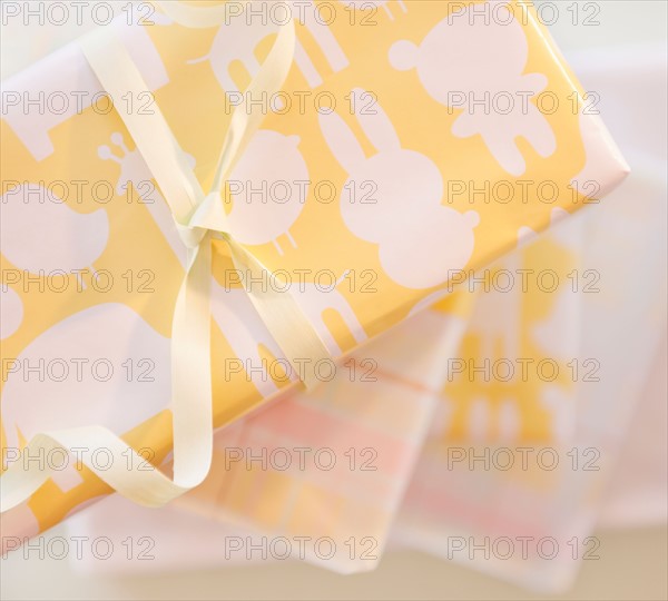 Gift boxes wrapped in pastel colored paper. Photo: Daniel Grill
