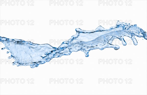 Studio shot of water splash on white background.