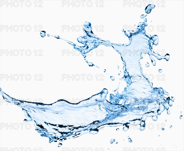 Studio shot of water splash on white background.