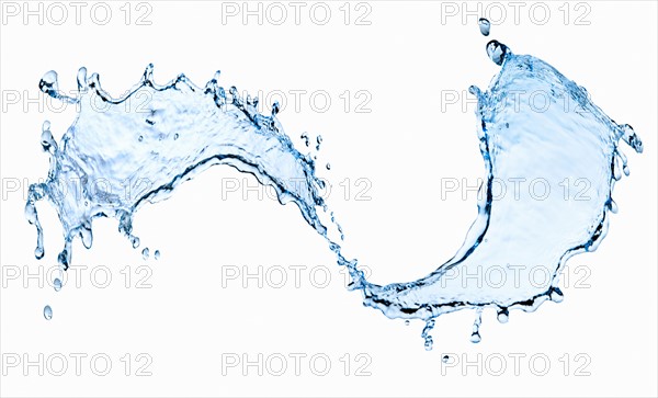 Studio shot of water splash on white background.