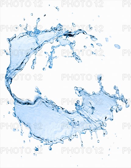 Studio shot of water splash on white background.