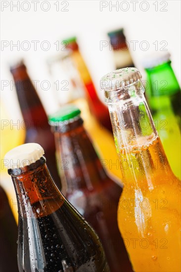 Studio shot of various beer bottles.