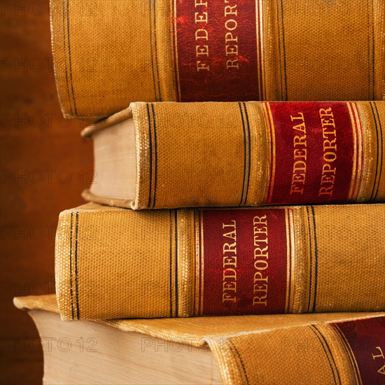 Close-up of lawyer books.