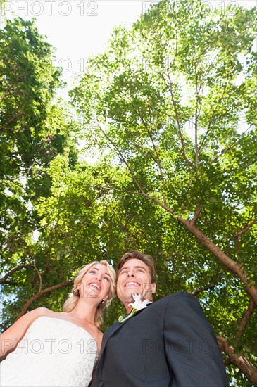 Portrait of newly wed couple.