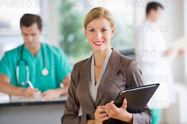 Portrait of businesswoman in hospital.