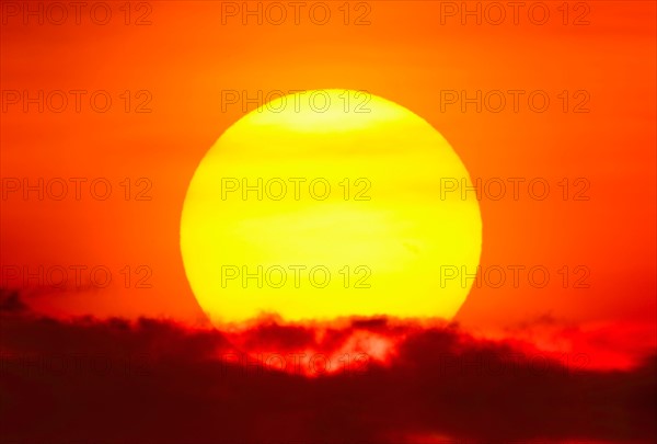 Large sun at sunset.