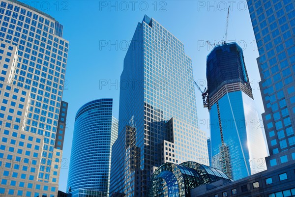 USA, New York City, Low angle view of 1 World Trade Center.