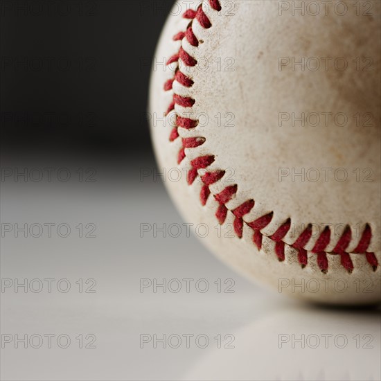 Close-up of baseball ball, studio shot.