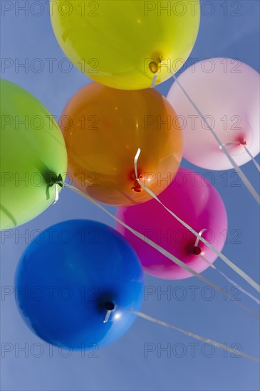 Balloons against blue sky.